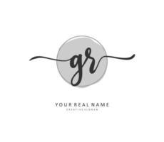 GR Initial letter handwriting and  signature logo. A concept handwriting initial logo with template element. vector