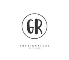 GR Initial letter handwriting and  signature logo. A concept handwriting initial logo with template element. vector