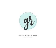GR Initial letter handwriting and  signature logo. A concept handwriting initial logo with template element. vector
