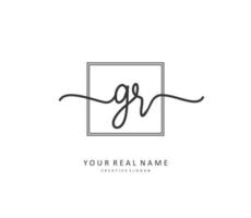 GR Initial letter handwriting and  signature logo. A concept handwriting initial logo with template element. vector
