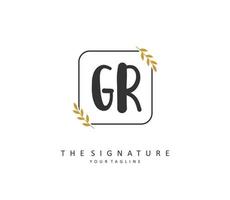 GR Initial letter handwriting and  signature logo. A concept handwriting initial logo with template element. vector