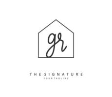 GR Initial letter handwriting and  signature logo. A concept handwriting initial logo with template element. vector