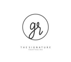GR Initial letter handwriting and  signature logo. A concept handwriting initial logo with template element. vector