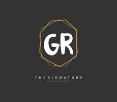 GR Initial letter handwriting and  signature logo. A concept handwriting initial logo with template element. vector