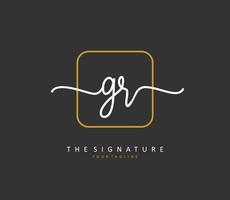 GR Initial letter handwriting and  signature logo. A concept handwriting initial logo with template element. vector
