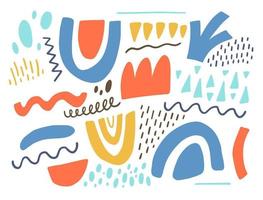 Hand drawn colorful abstract doodle elements set. vector