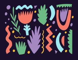 Colorful nature and abstract style shapes and elements set. vector