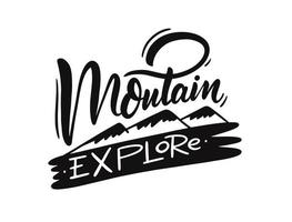 montaña explorar logo letras frase vector