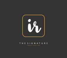 IR Initial letter handwriting and  signature logo. A concept handwriting initial logo with template element. vector