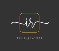 IR Initial letter handwriting and  signature logo. A concept handwriting initial logo with template element. vector