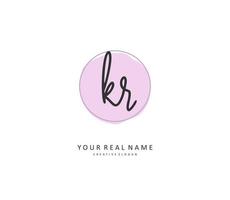 KR Initial letter handwriting and  signature logo. A concept handwriting initial logo with template element. vector