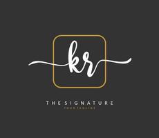 KR Initial letter handwriting and  signature logo. A concept handwriting initial logo with template element. vector