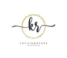 KR Initial letter handwriting and  signature logo. A concept handwriting initial logo with template element. vector