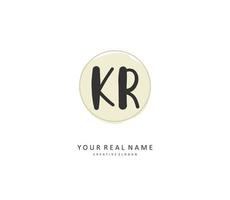 KR Initial letter handwriting and  signature logo. A concept handwriting initial logo with template element. vector