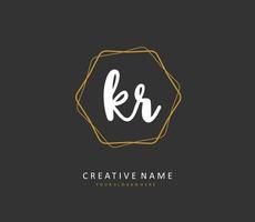 KR Initial letter handwriting and  signature logo. A concept handwriting initial logo with template element. vector