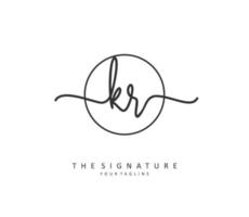 KR Initial letter handwriting and  signature logo. A concept handwriting initial logo with template element. vector