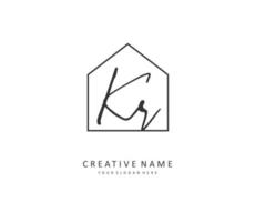 KR Initial letter handwriting and  signature logo. A concept handwriting initial logo with template element. vector