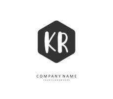 KR Initial letter handwriting and  signature logo. A concept handwriting initial logo with template element. vector