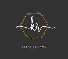 KR Initial letter handwriting and  signature logo. A concept handwriting initial logo with template element. vector