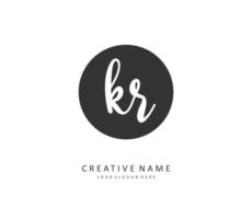 KR Initial letter handwriting and  signature logo. A concept handwriting initial logo with template element. vector