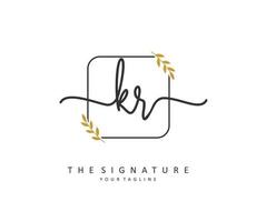 KR Initial letter handwriting and  signature logo. A concept handwriting initial logo with template element. vector