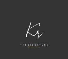 KR Initial letter handwriting and  signature logo. A concept handwriting initial logo with template element. vector