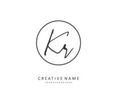 KR Initial letter handwriting and  signature logo. A concept handwriting initial logo with template element. vector