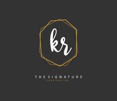 KR Initial letter handwriting and  signature logo. A concept handwriting initial logo with template element. vector