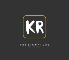 KR Initial letter handwriting and  signature logo. A concept handwriting initial logo with template element. vector