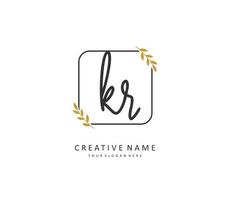 KR Initial letter handwriting and  signature logo. A concept handwriting initial logo with template element. vector