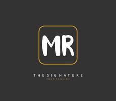 MR Initial letter handwriting and  signature logo. A concept handwriting initial logo with template element. vector