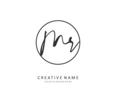 MR Initial letter handwriting and  signature logo. A concept handwriting initial logo with template element. vector