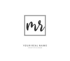 MR Initial letter handwriting and  signature logo. A concept handwriting initial logo with template element. vector