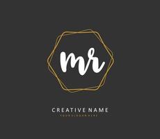 MR Initial letter handwriting and  signature logo. A concept handwriting initial logo with template element. vector