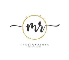 MR Initial letter handwriting and  signature logo. A concept handwriting initial logo with template element. vector
