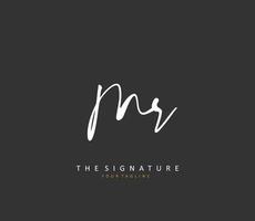 MR Initial letter handwriting and  signature logo. A concept handwriting initial logo with template element. vector