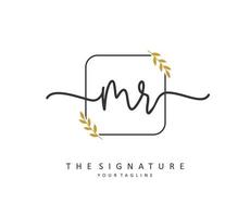 MR Initial letter handwriting and  signature logo. A concept handwriting initial logo with template element. vector