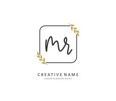 MR Initial letter handwriting and  signature logo. A concept handwriting initial logo with template element. vector