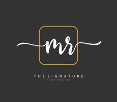 MR Initial letter handwriting and  signature logo. A concept handwriting initial logo with template element. vector