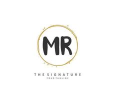 MR Initial letter handwriting and  signature logo. A concept handwriting initial logo with template element. vector