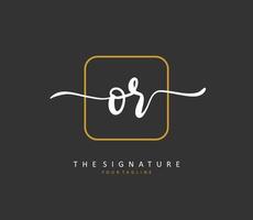 OR Initial letter handwriting and  signature logo. A concept handwriting initial logo with template element. vector