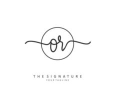 OR Initial letter handwriting and  signature logo. A concept handwriting initial logo with template element. vector