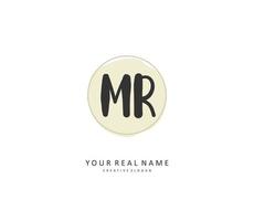 MR Initial letter handwriting and  signature logo. A concept handwriting initial logo with template element. vector