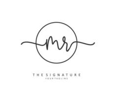 MR Initial letter handwriting and  signature logo. A concept handwriting initial logo with template element. vector