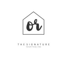 OR Initial letter handwriting and  signature logo. A concept handwriting initial logo with template element. vector