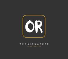 OR Initial letter handwriting and  signature logo. A concept handwriting initial logo with template element. vector