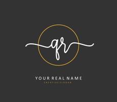 QR Initial letter handwriting and  signature logo. A concept handwriting initial logo with template element. vector