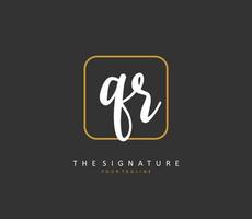 QR Initial letter handwriting and  signature logo. A concept handwriting initial logo with template element. vector