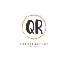 QR Initial letter handwriting and  signature logo. A concept handwriting initial logo with template element. vector