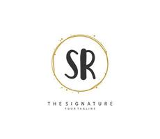 SR Initial letter handwriting and  signature logo. A concept handwriting initial logo with template element. vector